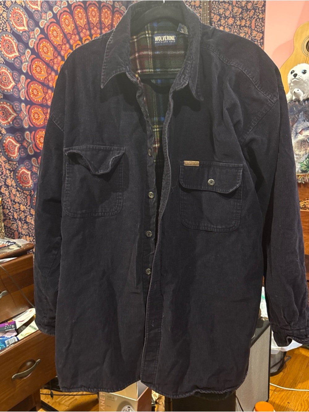 Wolverine Dark Navy Corduroy Button-Front Shirt Jacket